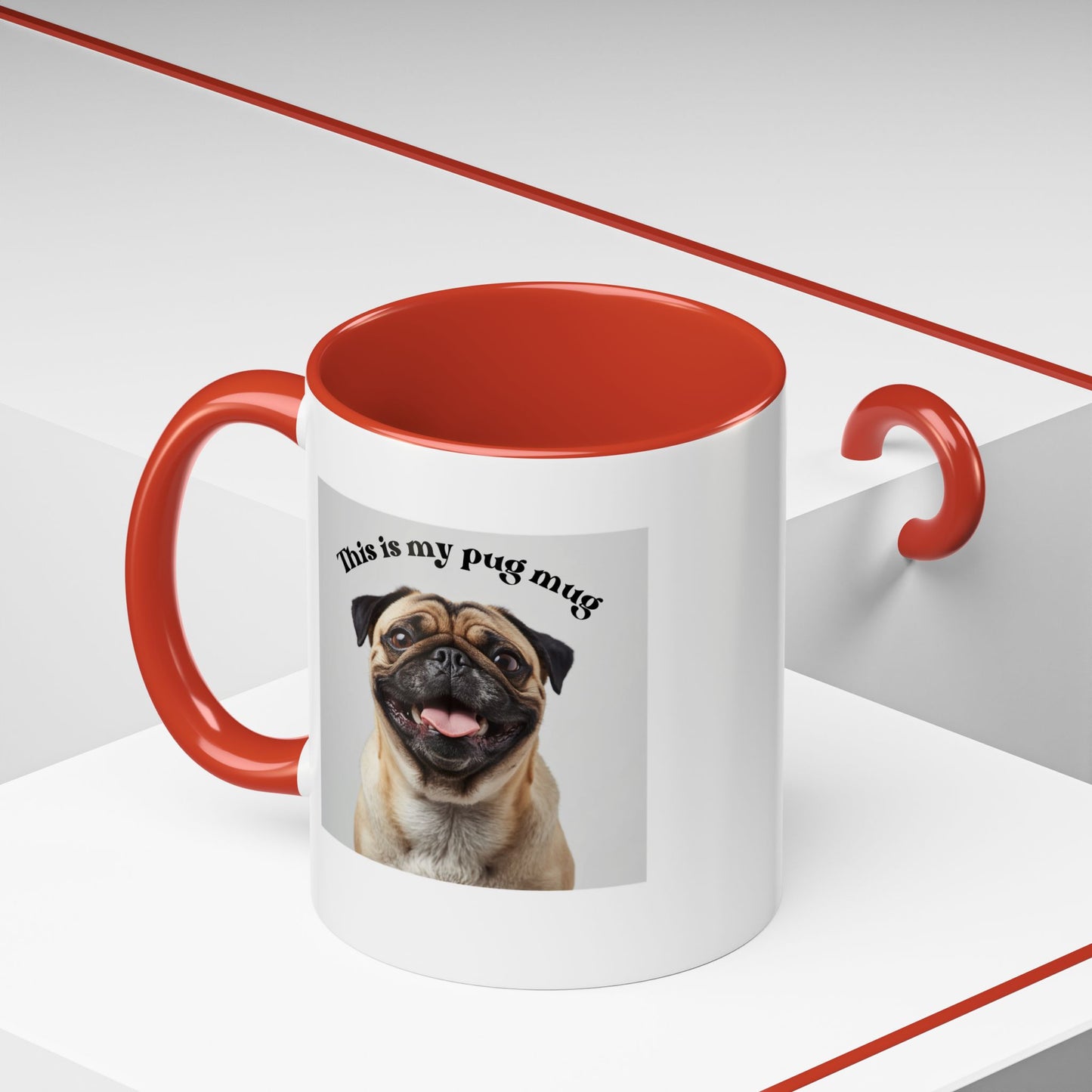 Pug Coffee Mug — "This is my pug mug" Accent Ceramic Cup (11/15oz)