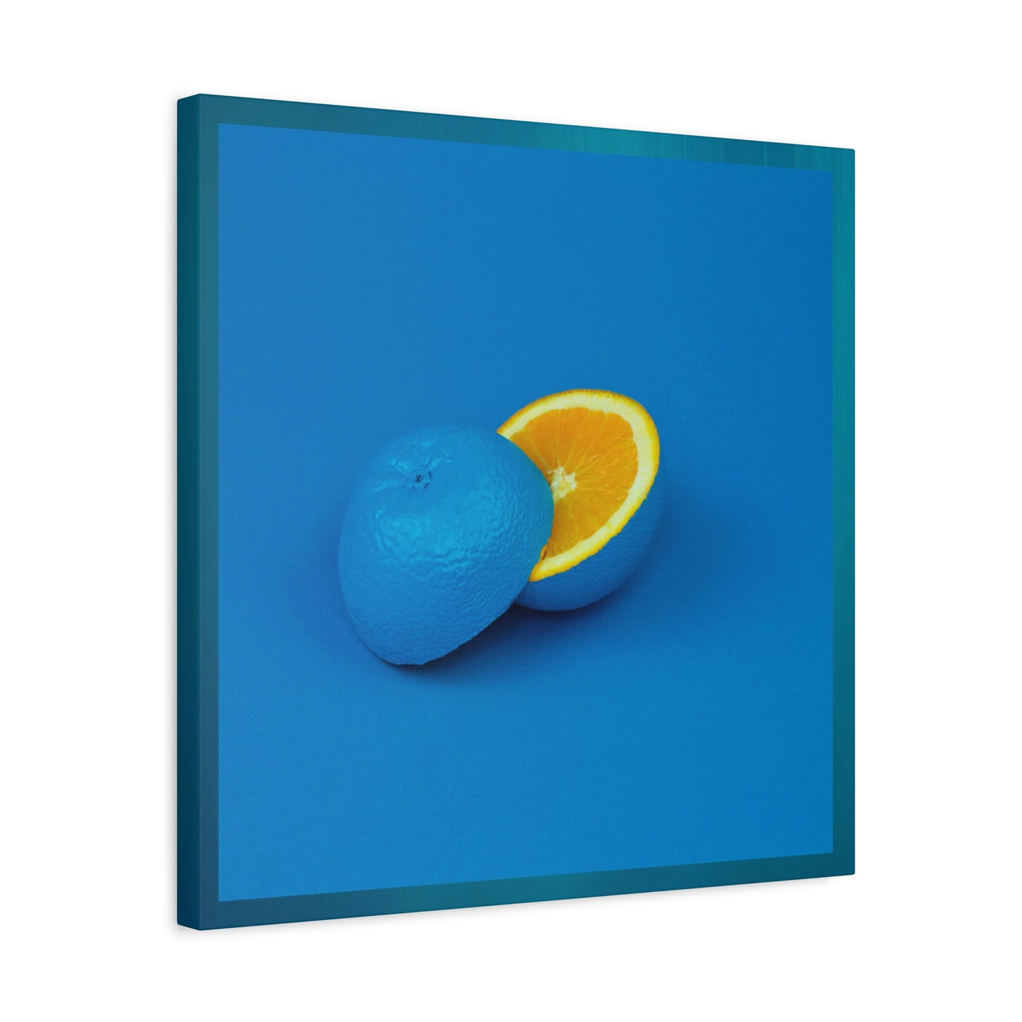 Blue Orange Canvas Art Print — Vibrant Surreal Fruit Wall Decor