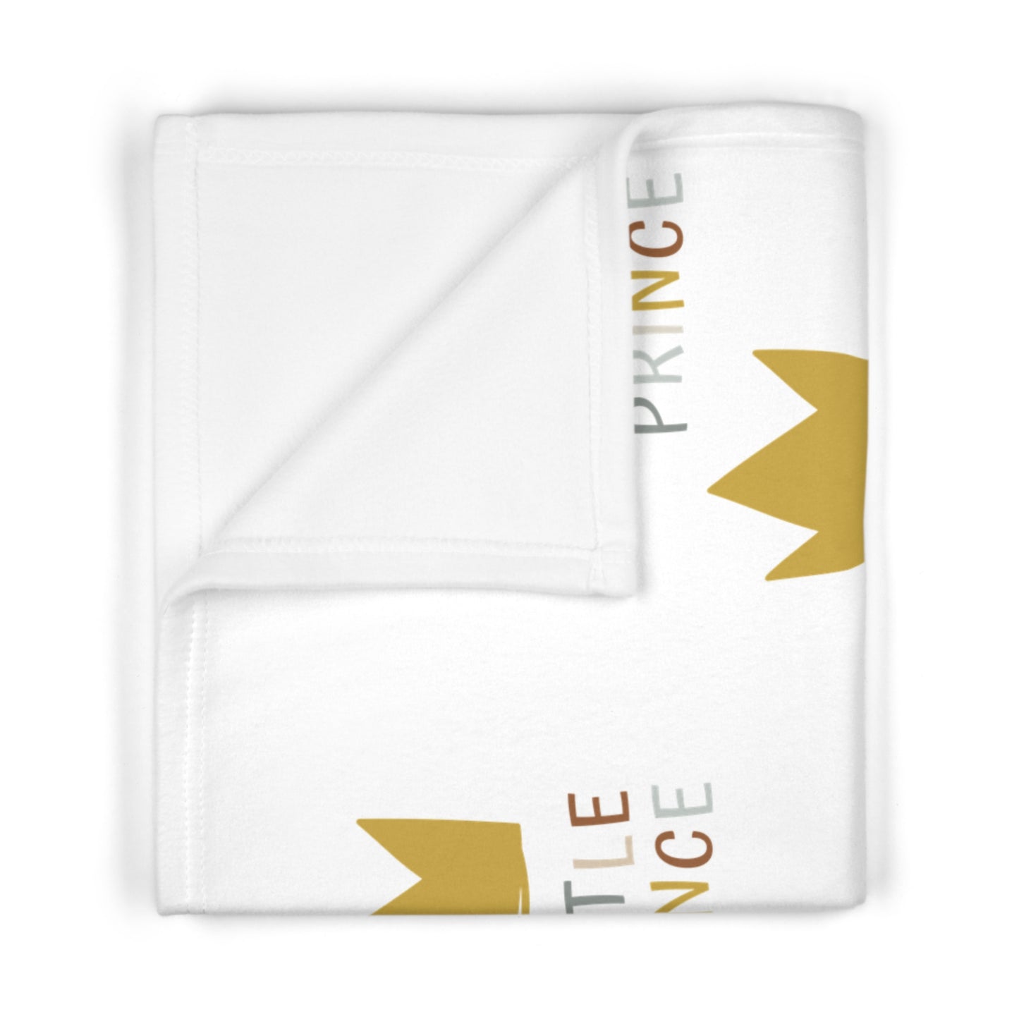 Little Prince Fleece Baby Blanket — Soft Gold Crown Nursery Throw