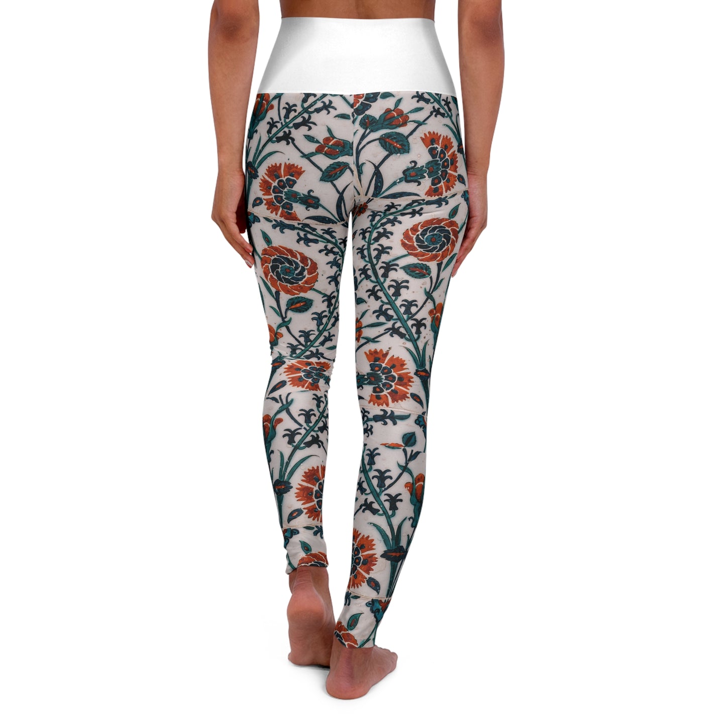 Floral Vine High-Waisted Yoga Leggings — Vintage Boho Activewear