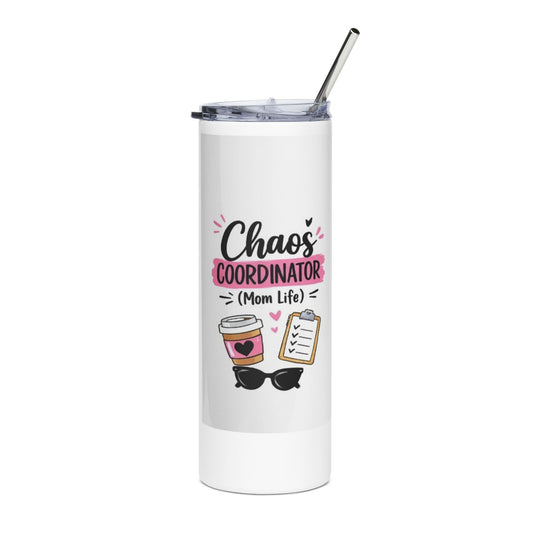 Chaos Coordinator Stainless Steel Tumbler 20oz — "Mom Life" Travel Cup with Coffee & Checklist Design