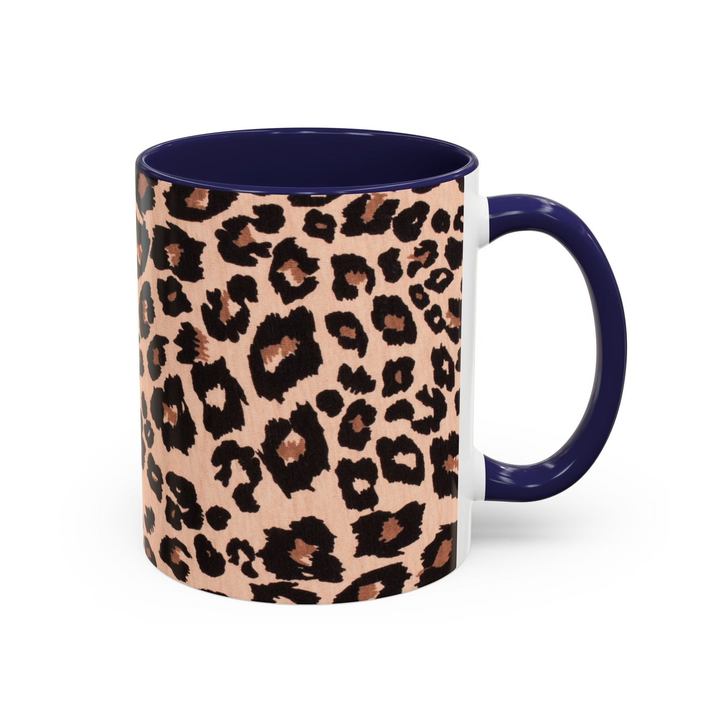 Leopard Print Accent Coffee Mug – 11/15oz Stylish Animal Print Ceramic Cup