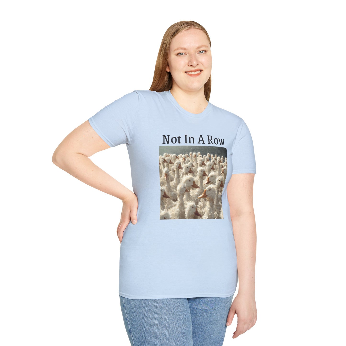 T-Shirt — "Not In A Row" Duck Flock Graphic Tee