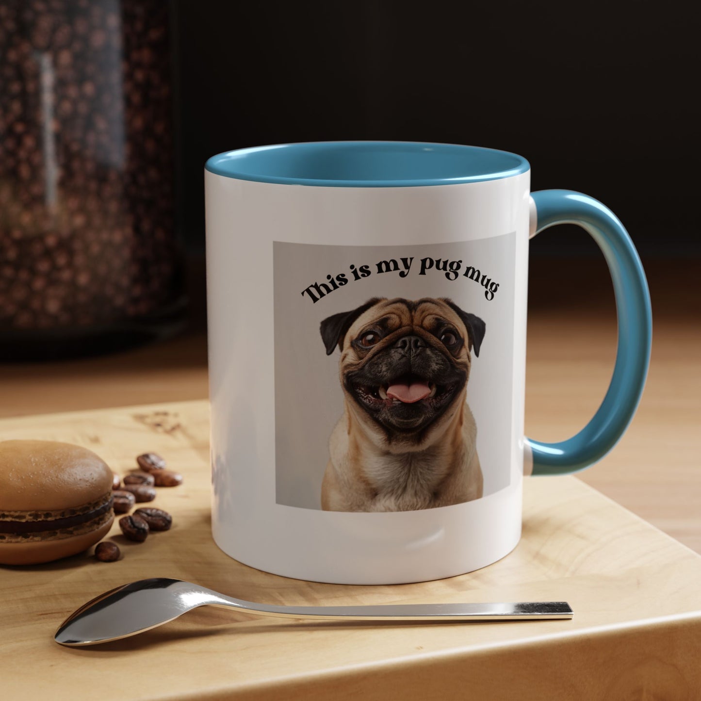 Pug Coffee Mug — "This is my pug mug" Accent Ceramic Cup (11/15oz)