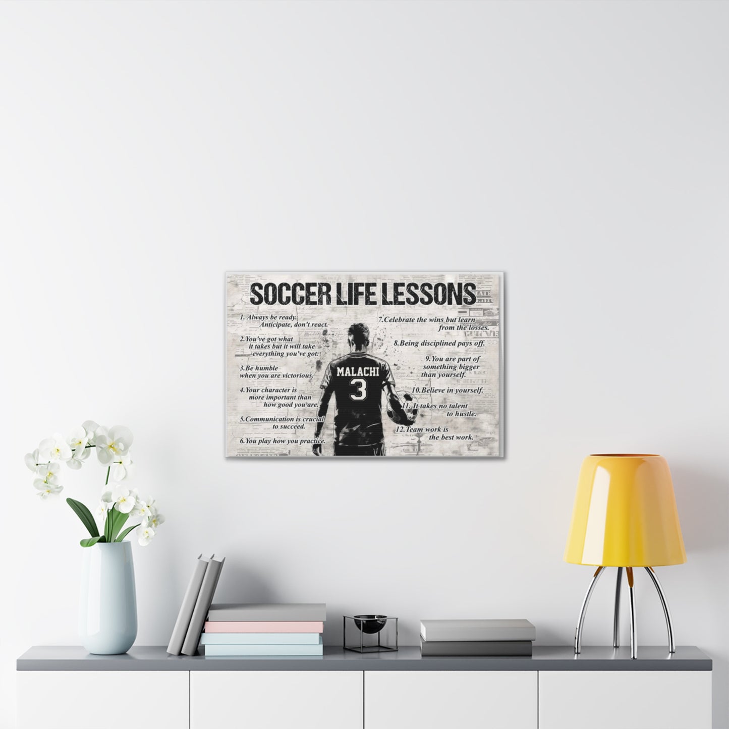 Soccer Life Lessons Canvas Wall Art — Personalized Player Name & Number