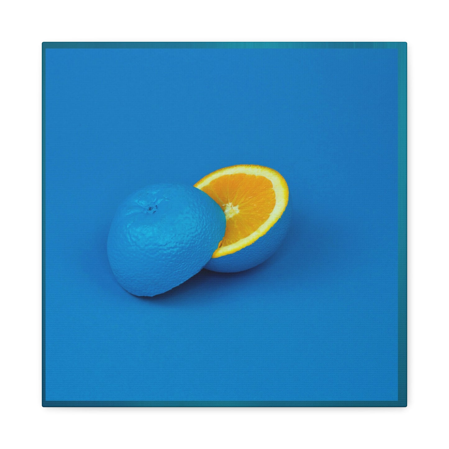 Blue Orange Canvas Art Print — Vibrant Surreal Fruit Wall Decor