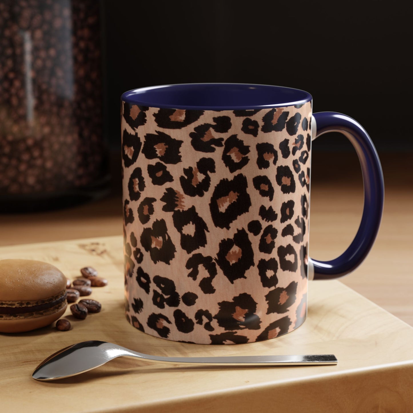 Leopard Print Accent Coffee Mug – 11/15oz Stylish Animal Print Ceramic Cup