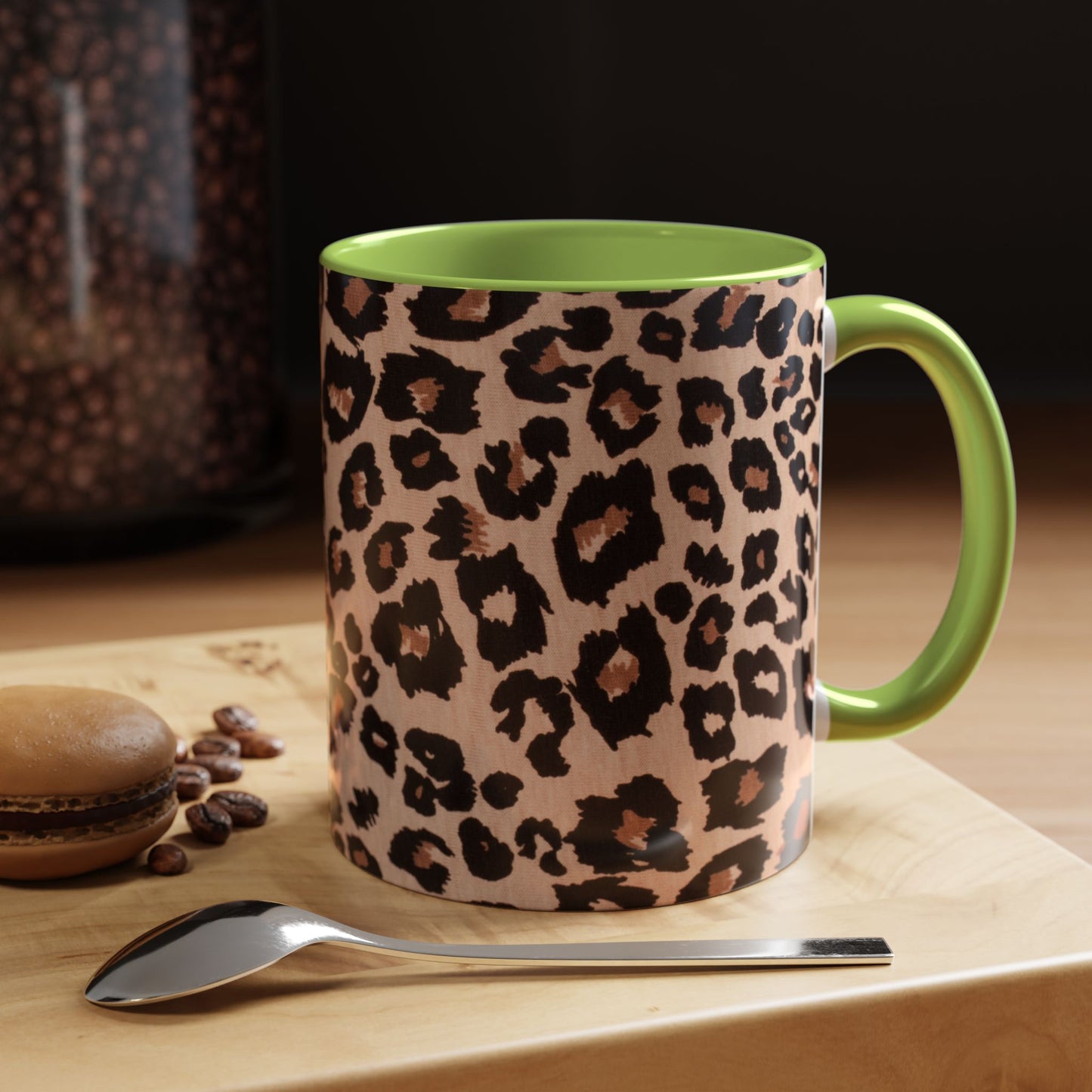 Leopard Print Accent Coffee Mug – 11/15oz Stylish Animal Print Ceramic Cup