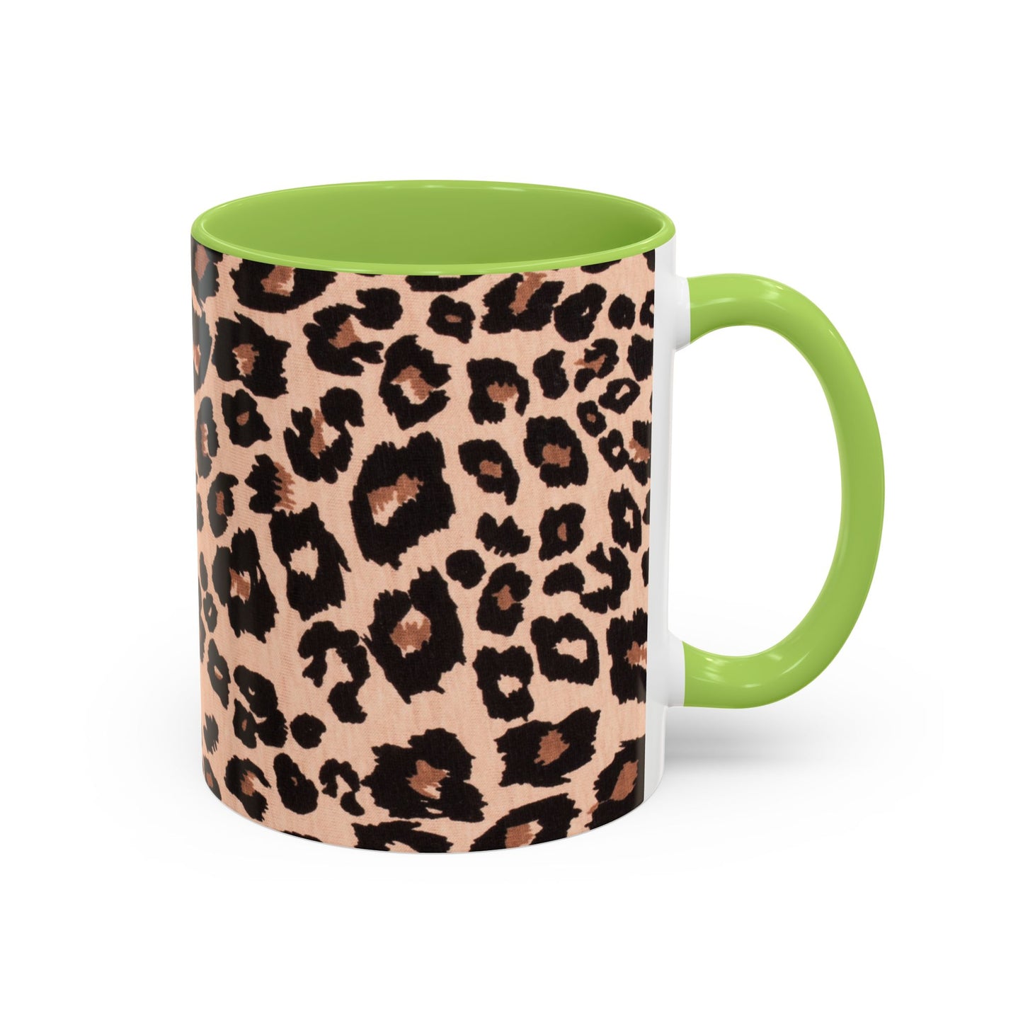 Leopard Print Accent Coffee Mug – 11/15oz Stylish Animal Print Ceramic Cup