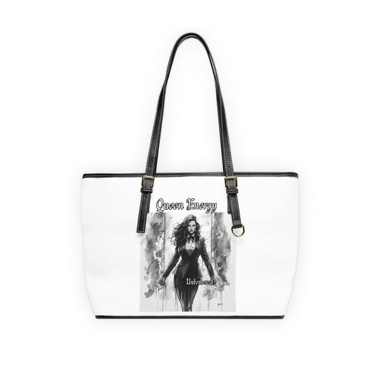 Queen Energy PU Leather Shoulder Bag - Empowered Woman Tote with Gothic Portrait