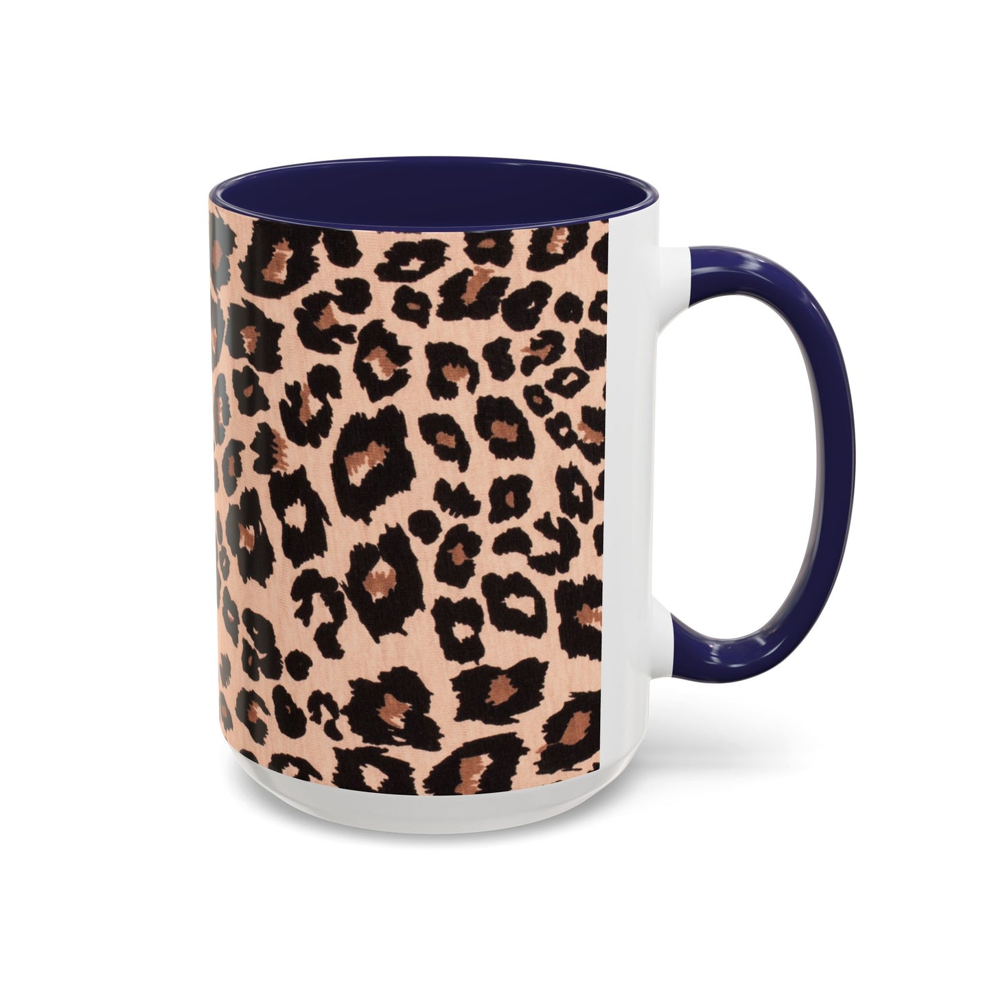 Leopard Print Accent Coffee Mug – 11/15oz Stylish Animal Print Ceramic Cup
