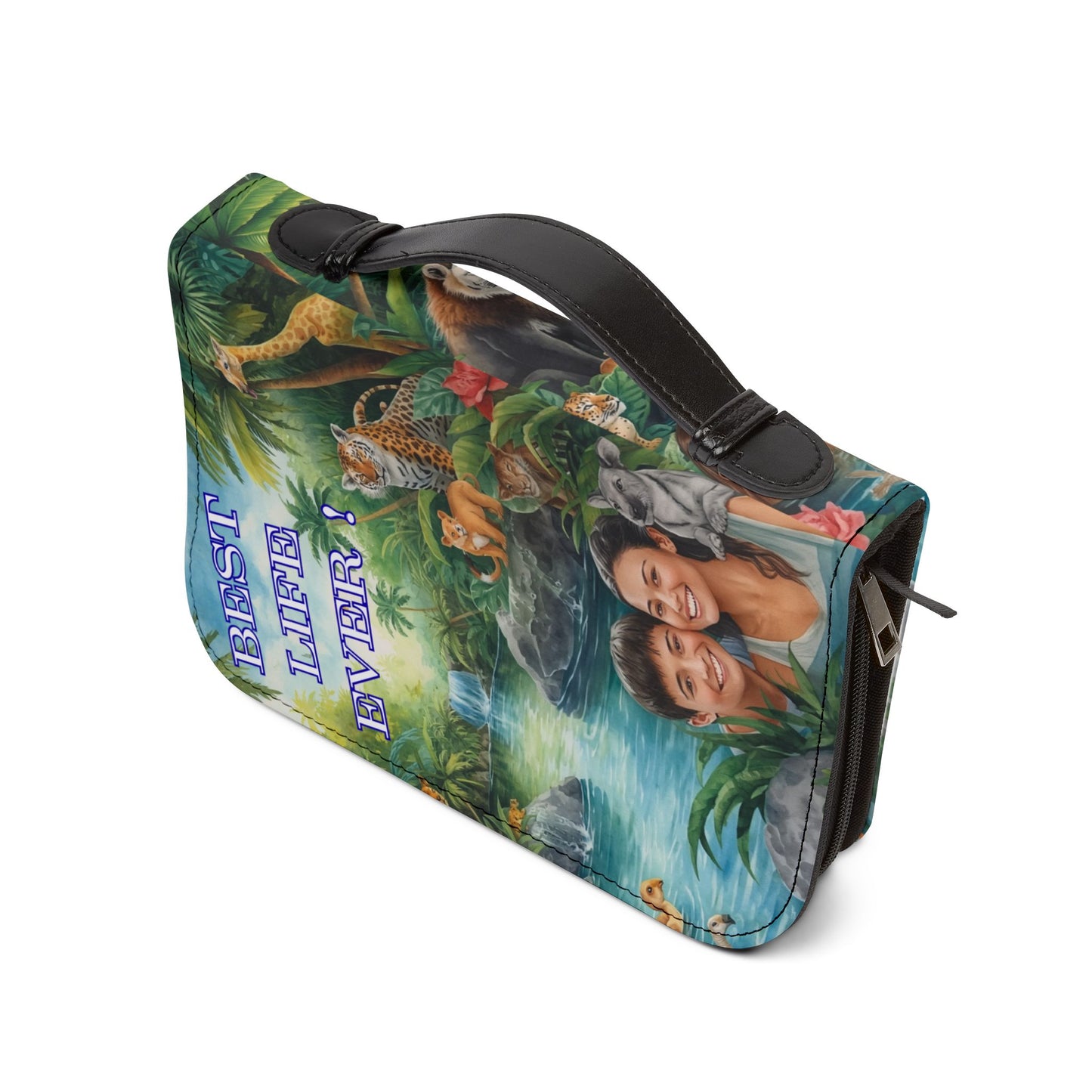 Bible Cover - "Best Life Ever!" Illustrated Jungle Scene with Personalized Photo