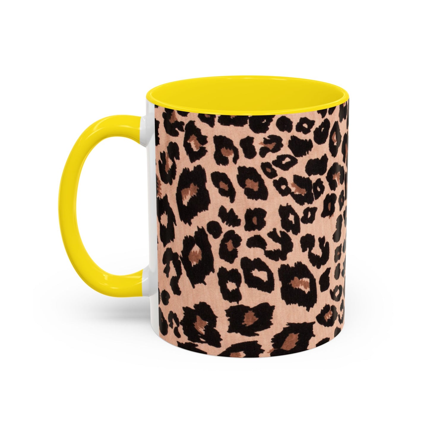 Leopard Print Accent Coffee Mug – 11/15oz Stylish Animal Print Ceramic Cup