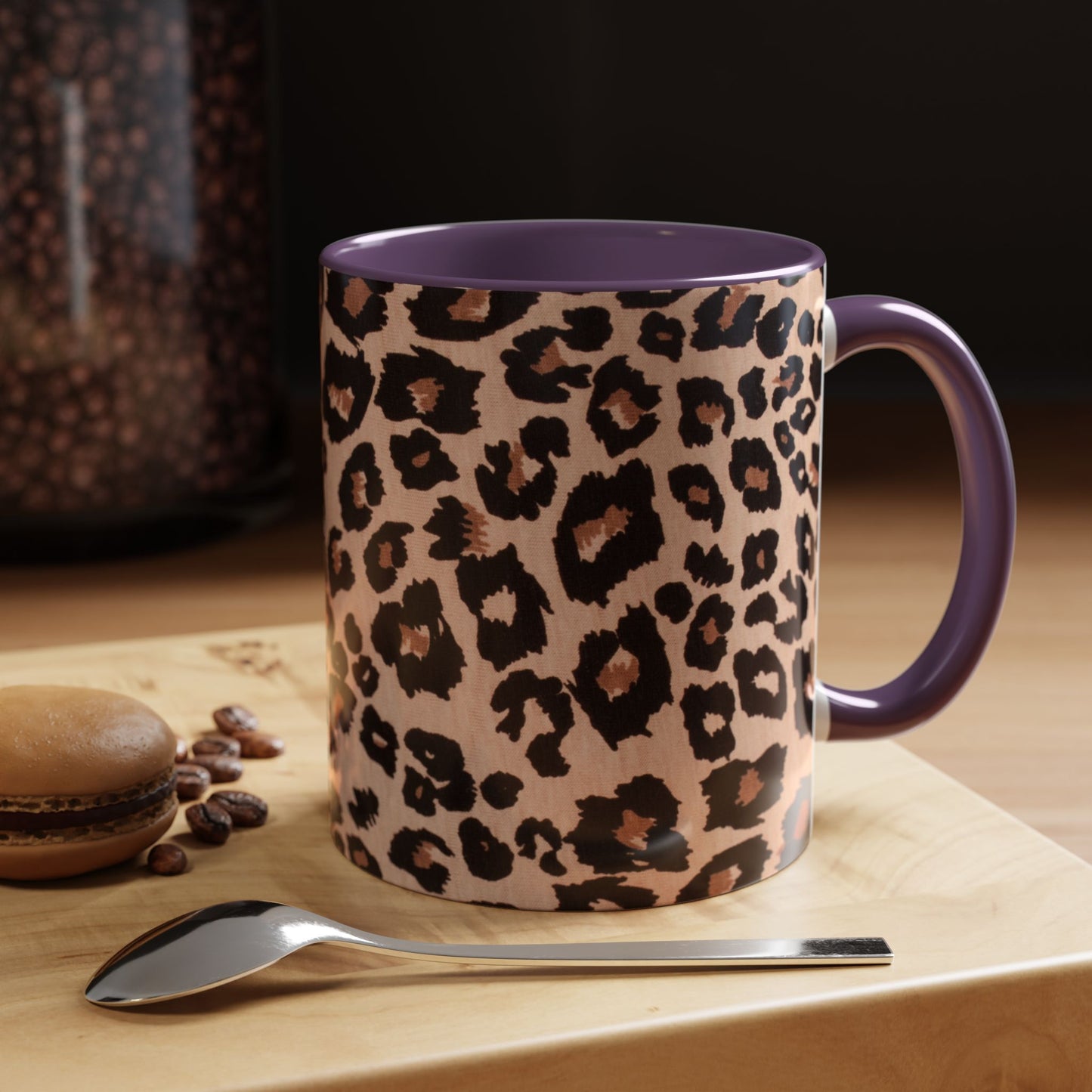 Leopard Print Accent Coffee Mug – 11/15oz Stylish Animal Print Ceramic Cup