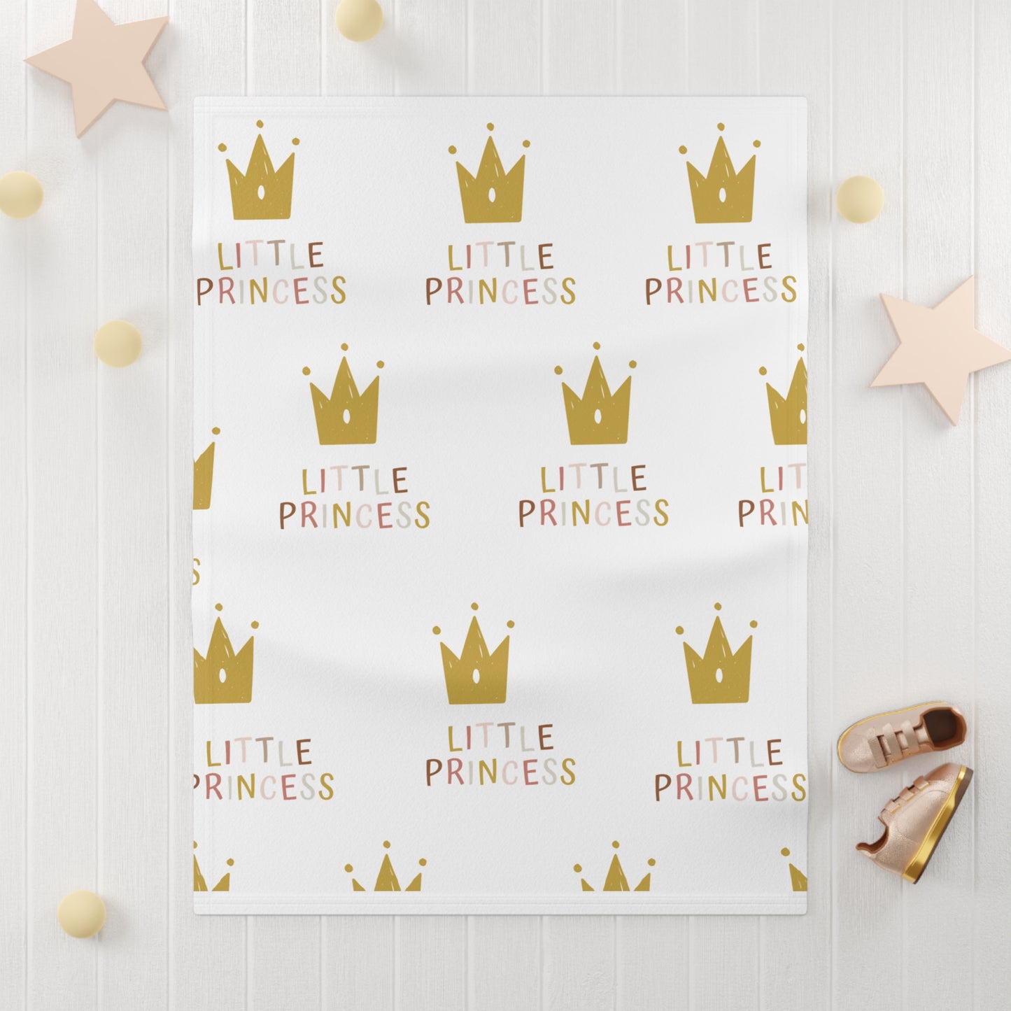 Little Princess Fleece Baby Blanket – Gold Crown Nursery Swaddle