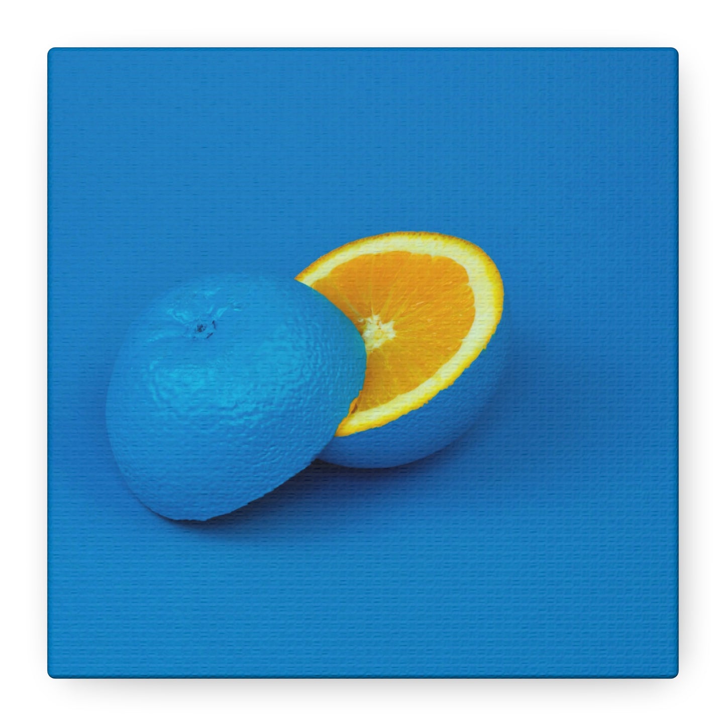 Blue Orange Canvas Art Print — Vibrant Surreal Fruit Wall Decor