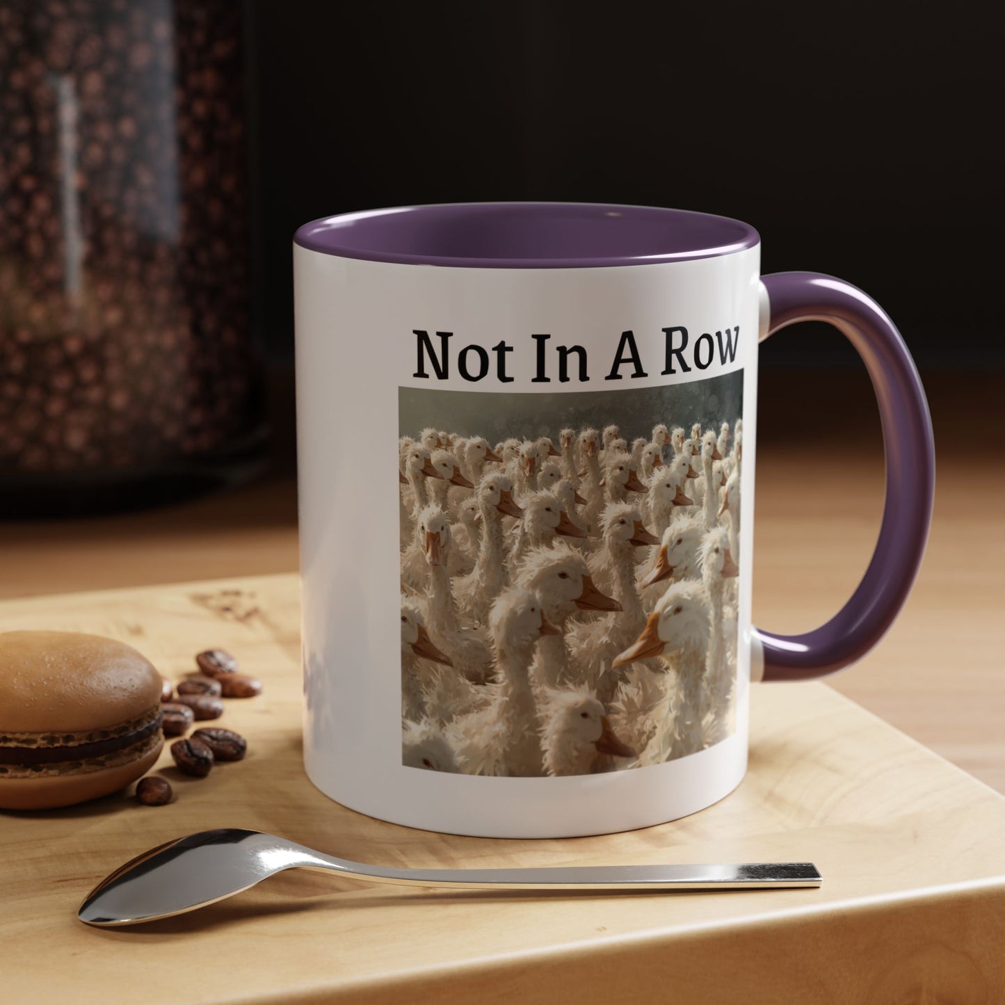 Not In A Row Coffee Mug — Funny Duck Flock Accent Mug (11/15oz)