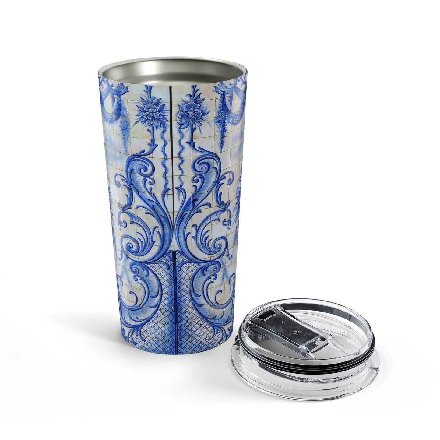 Blue Delft Ceramic Pattern Tumbler — 20oz Insulated Travel Cup