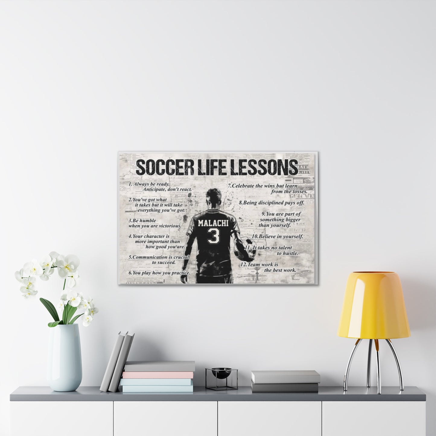 Soccer Life Lessons Canvas Wall Art — Personalized Player Name & Number