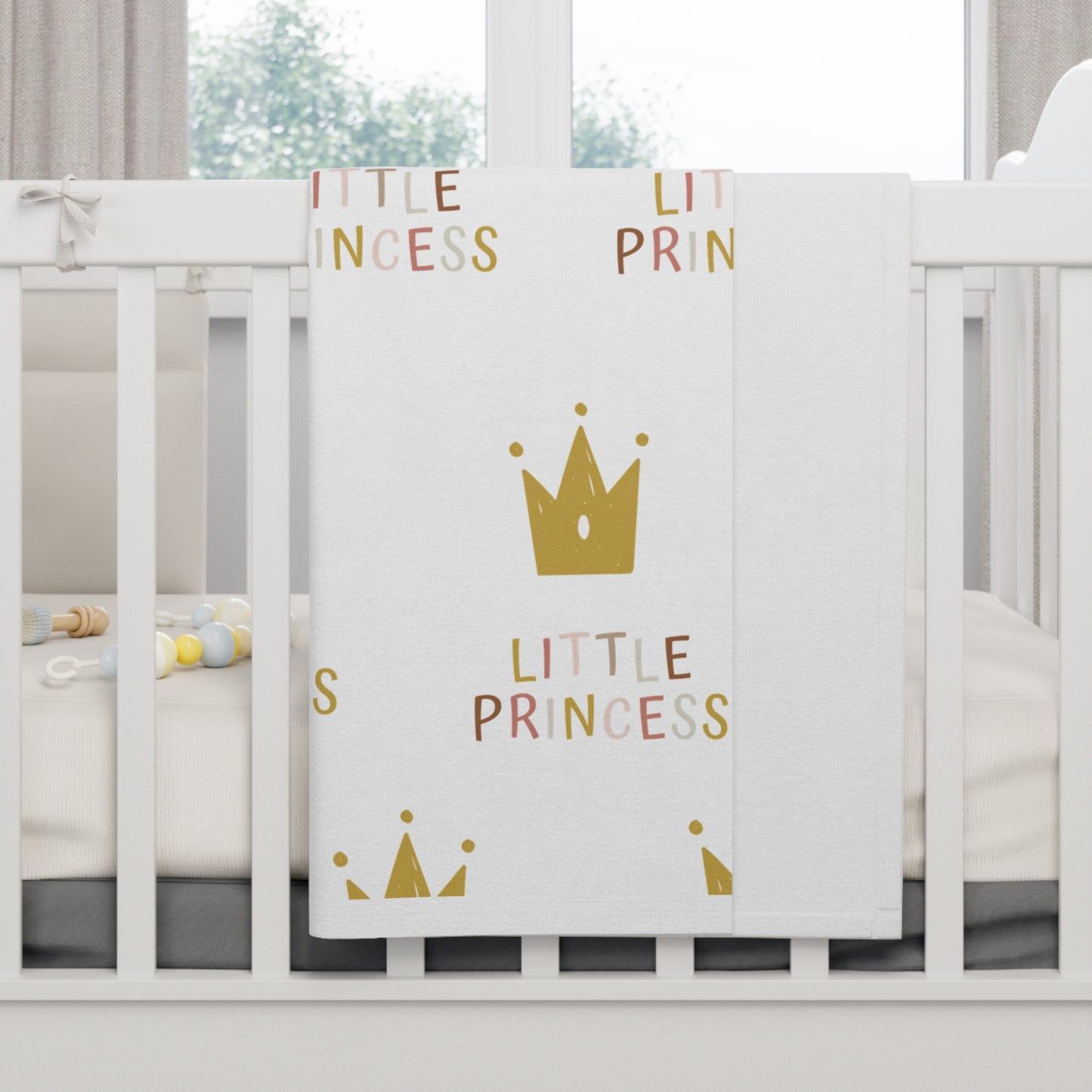 Little Princess Fleece Baby Blanket – Gold Crown Nursery Swaddle