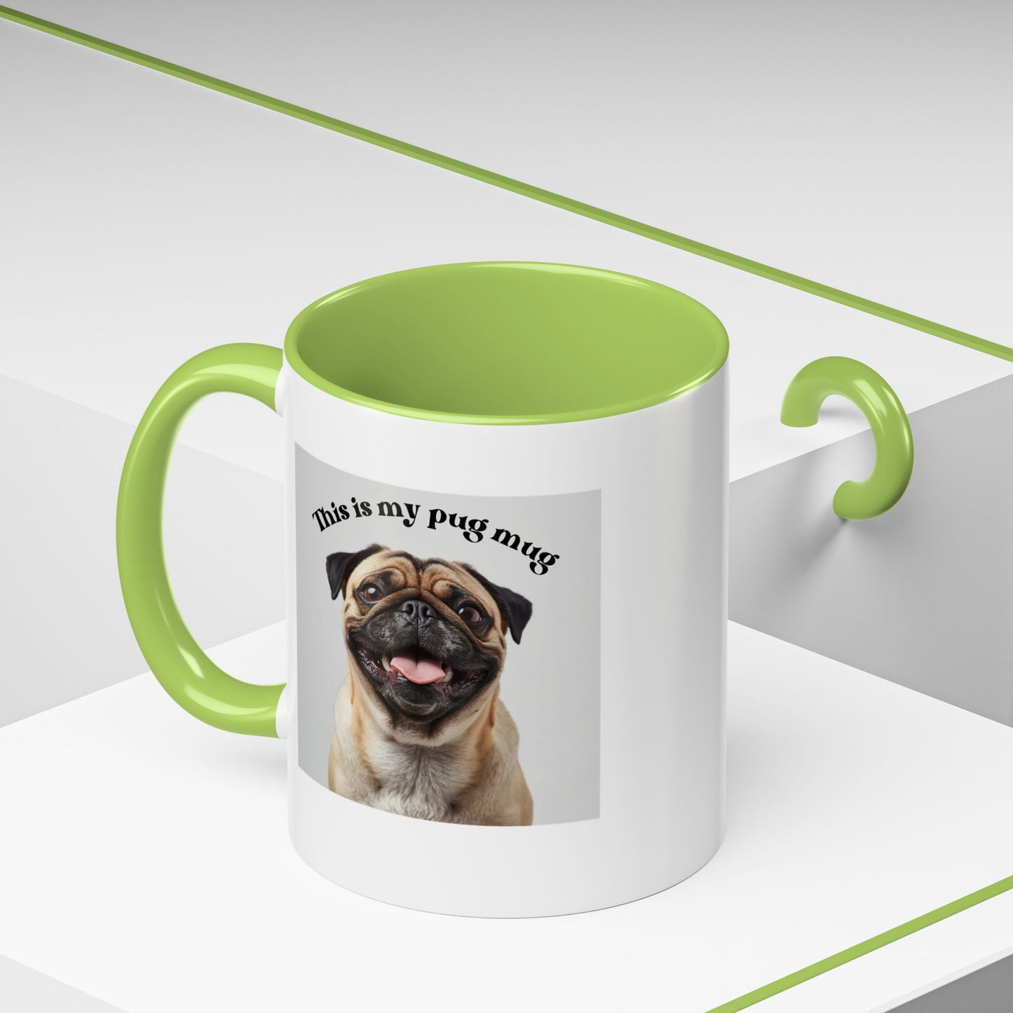 Pug Coffee Mug — "This is my pug mug" Accent Ceramic Cup (11/15oz)