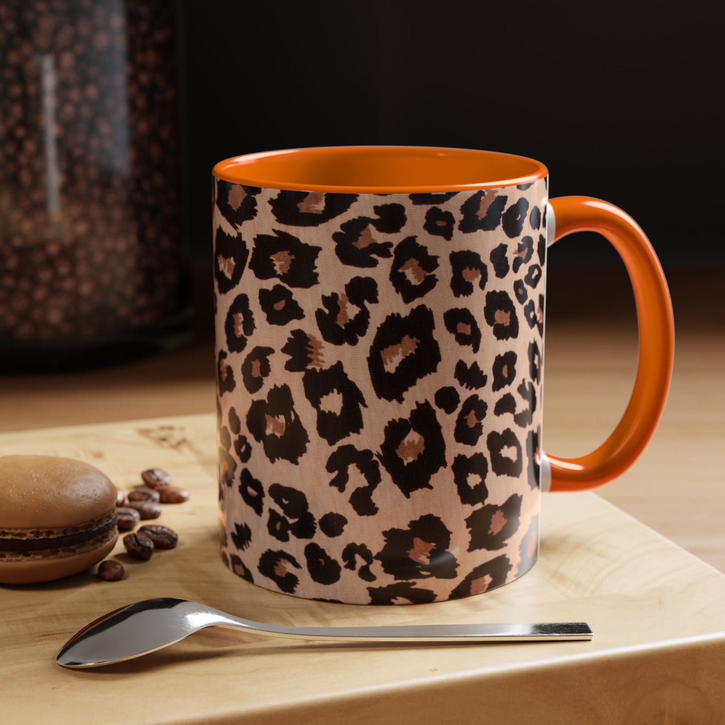 Leopard Print Accent Coffee Mug – 11/15oz Stylish Animal Print Ceramic Cup