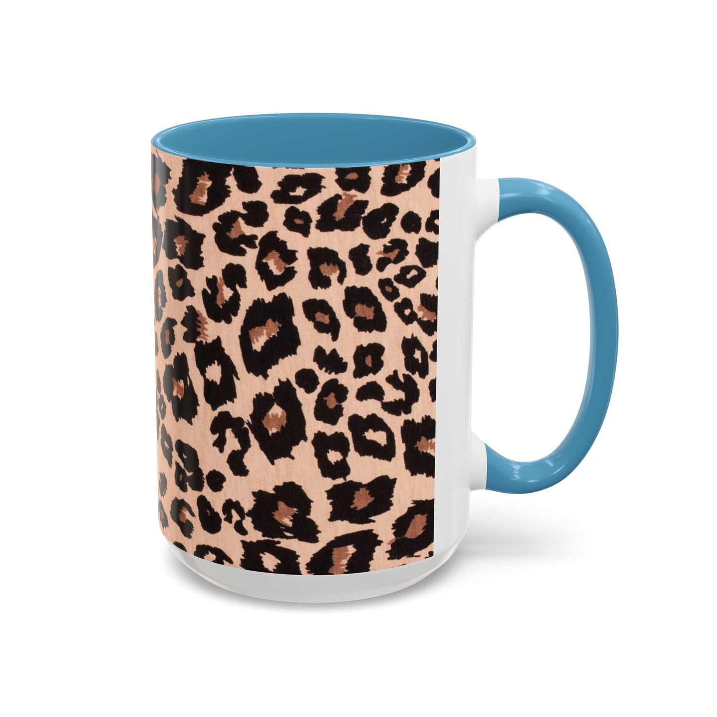 Leopard Print Accent Coffee Mug – 11/15oz Stylish Animal Print Ceramic Cup