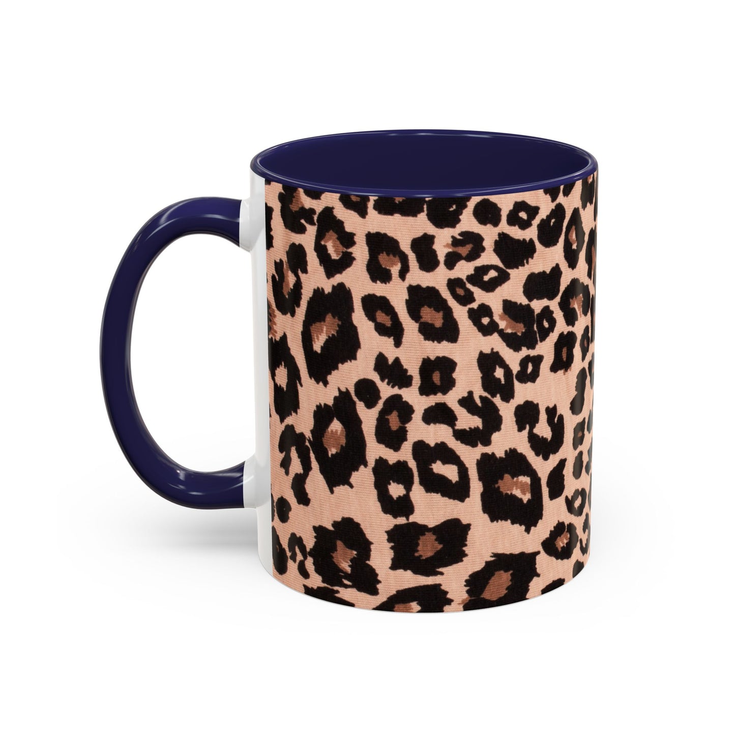 Leopard Print Accent Coffee Mug – 11/15oz Stylish Animal Print Ceramic Cup