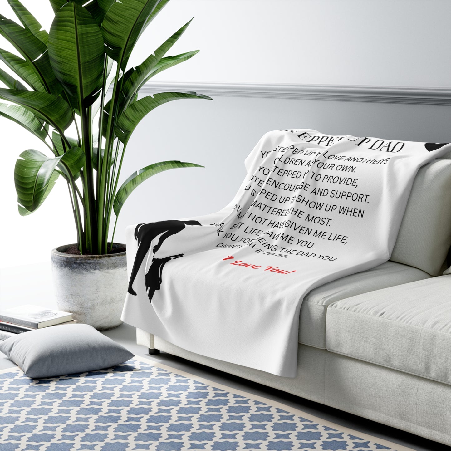 Stepped Up Dad Sherpa Fleece Blanket — "I Love You" Keepsake for Stepdads