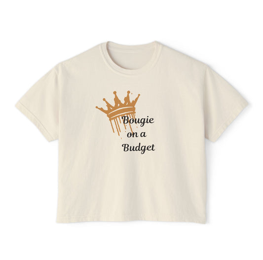 Bougie on a Budget Boxy Tee — Women's Crown Graphic Crop Top