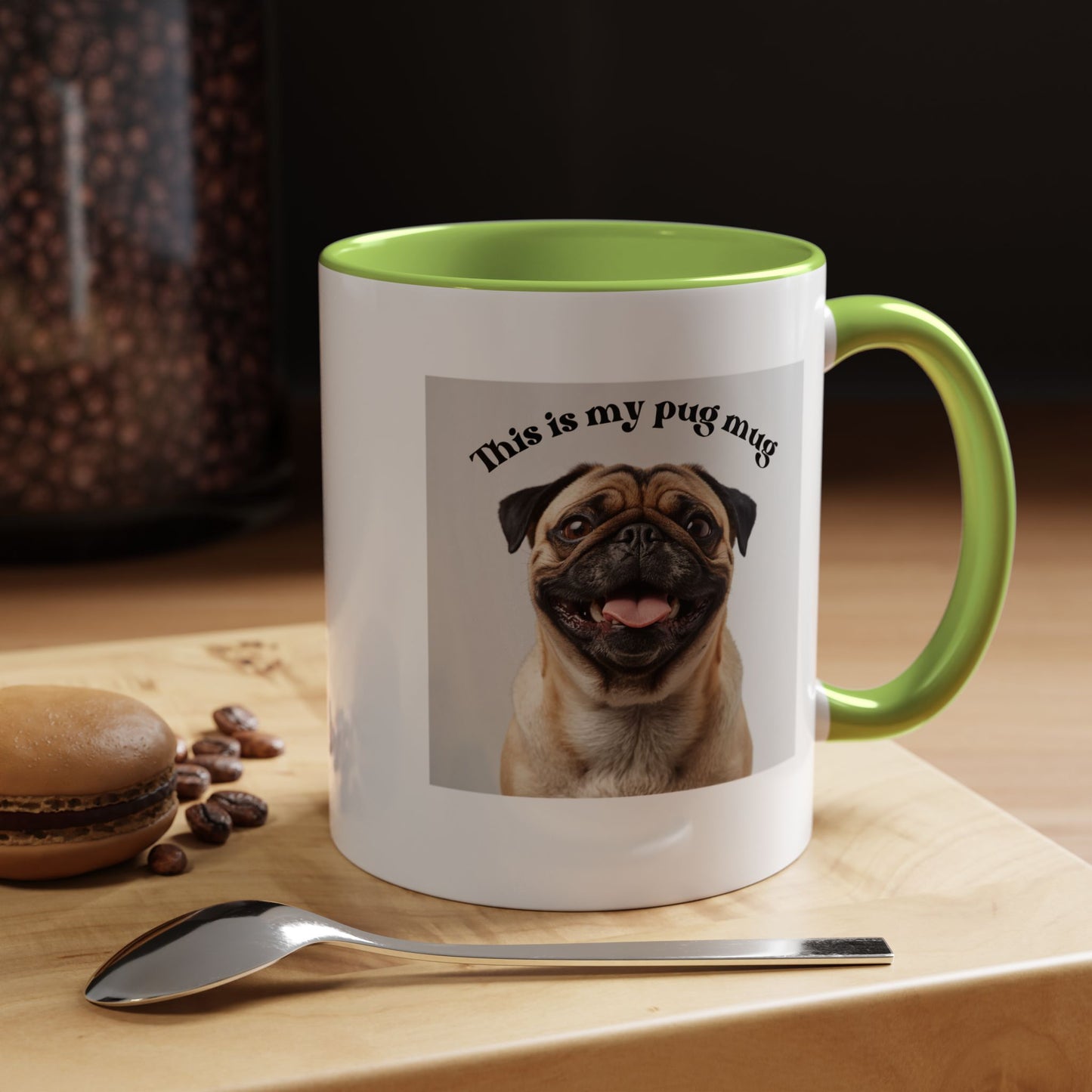 Pug Coffee Mug — "This is my pug mug" Accent Ceramic Cup (11/15oz)