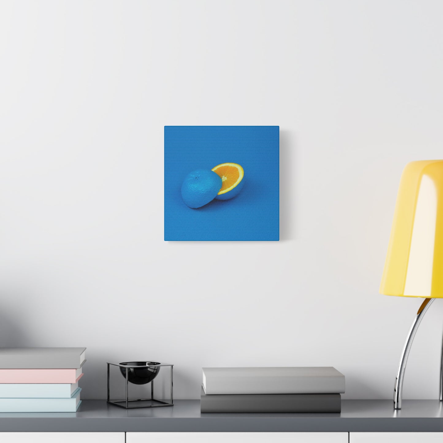 Blue Orange Canvas Art Print — Vibrant Surreal Fruit Wall Decor