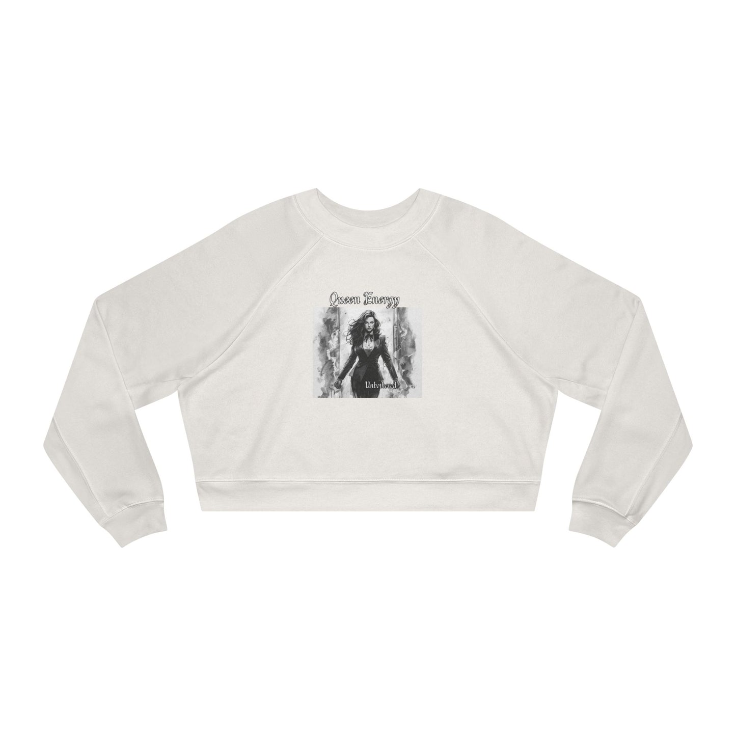 Cropped Pullover "Queen Energy" Graphic Fleece Top