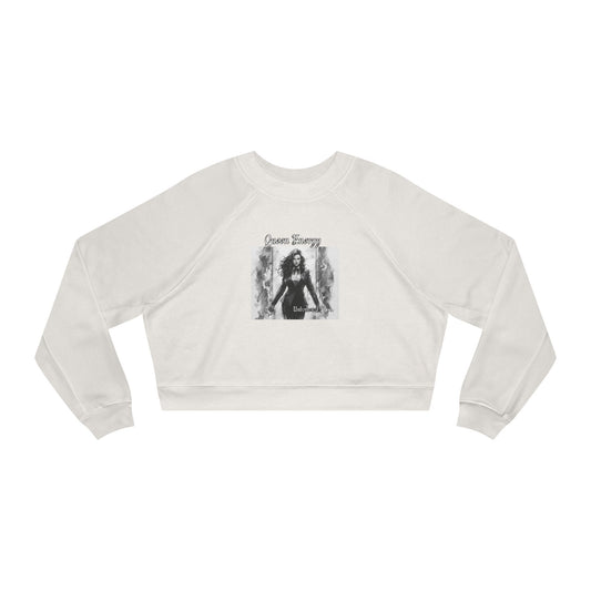 Cropped Pullover "Queen Energy" Graphic Fleece Top
