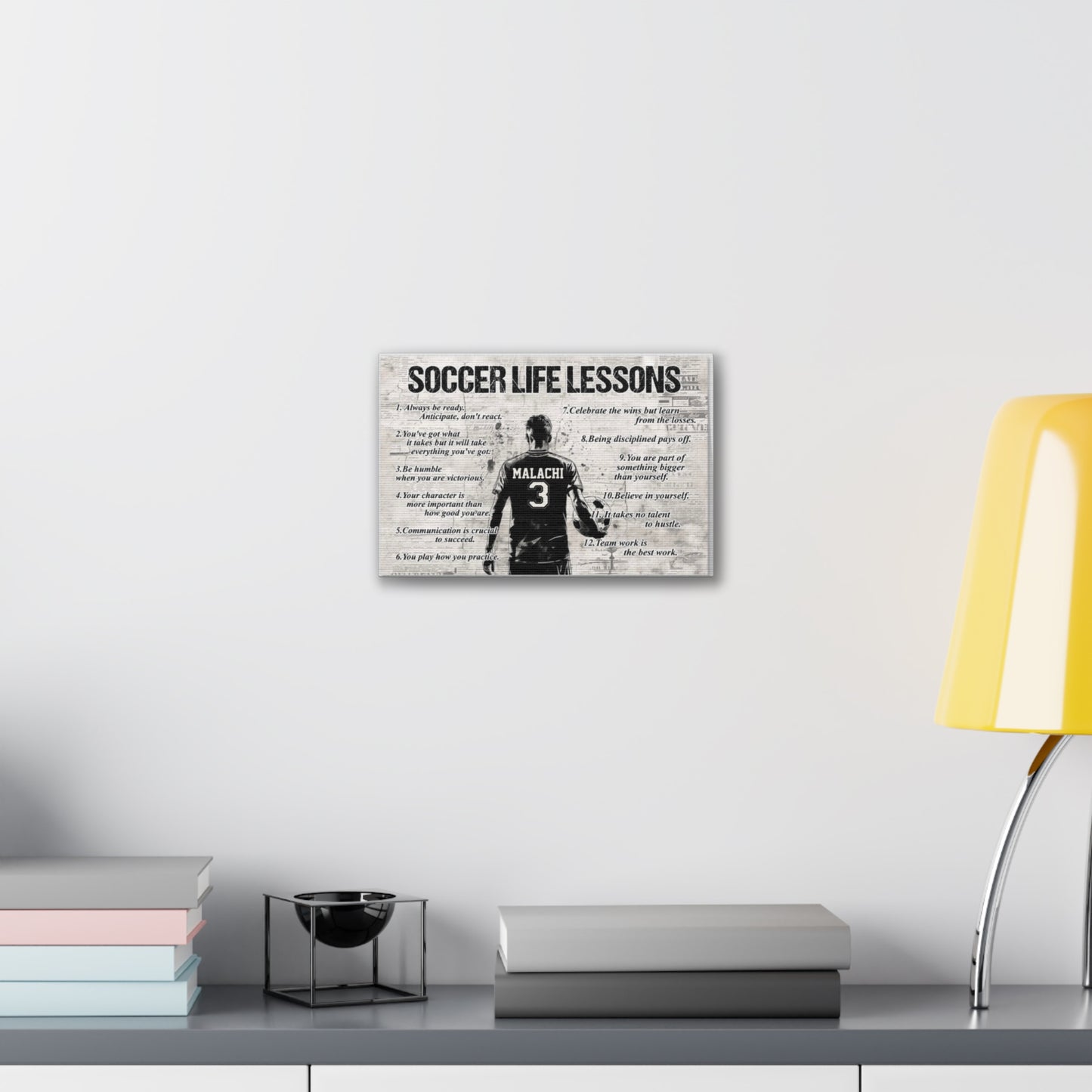 Soccer Life Lessons Canvas Wall Art — Personalized Player Name & Number