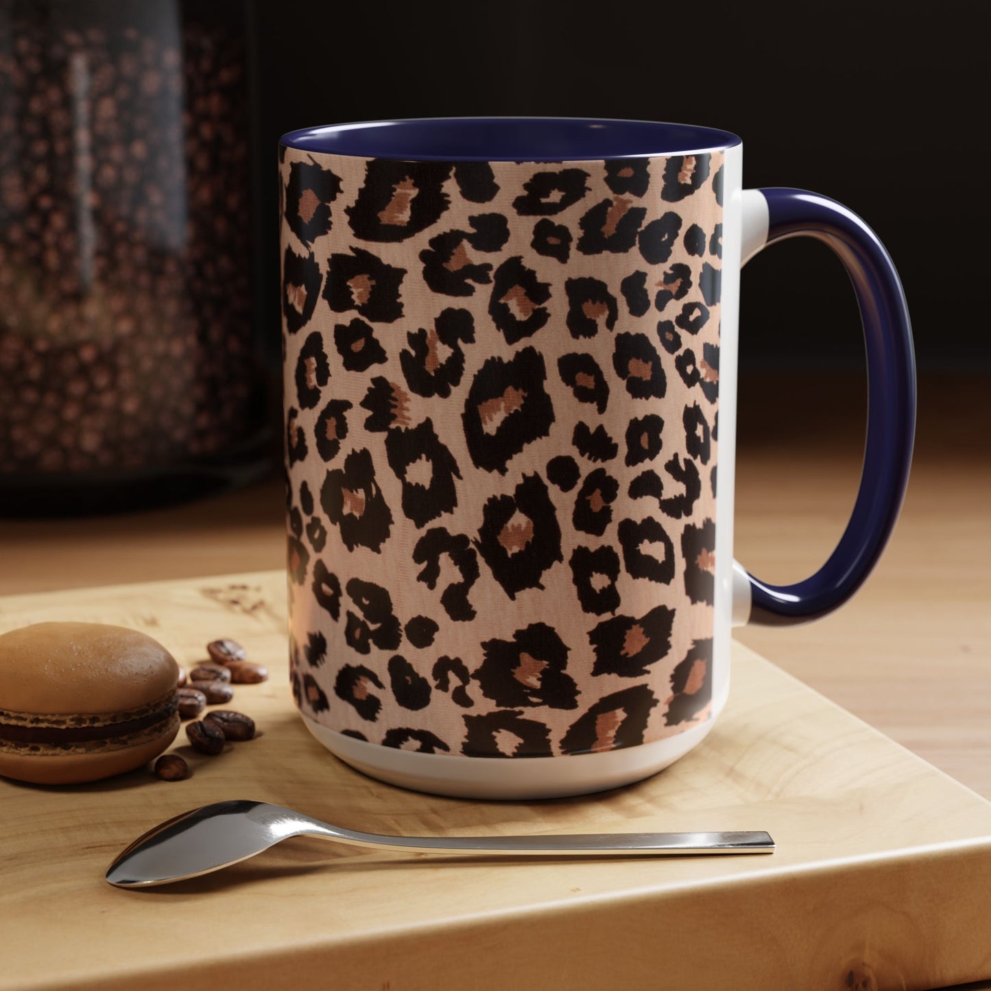 Leopard Print Accent Coffee Mug – 11/15oz Stylish Animal Print Ceramic Cup