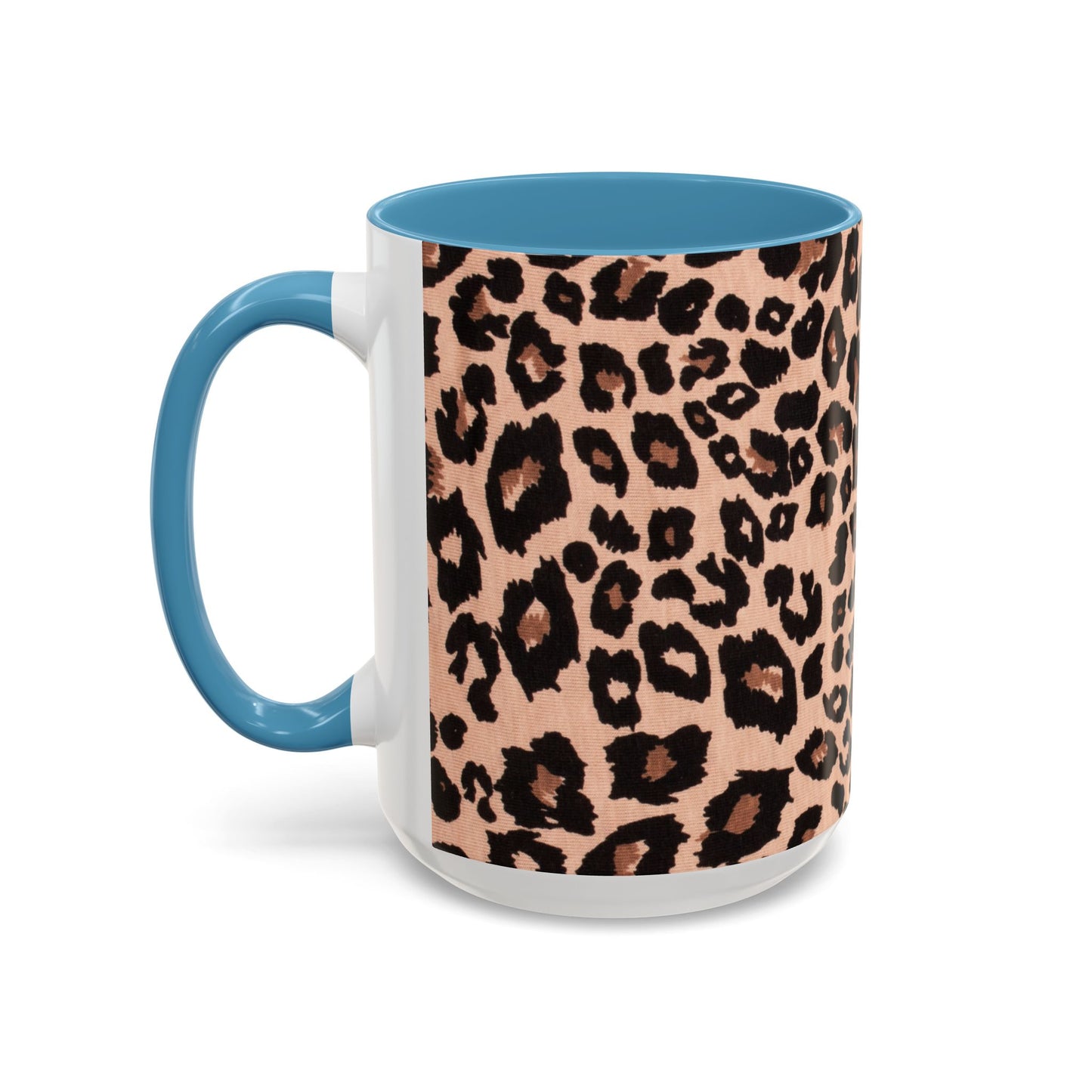 Leopard Print Accent Coffee Mug – 11/15oz Stylish Animal Print Ceramic Cup