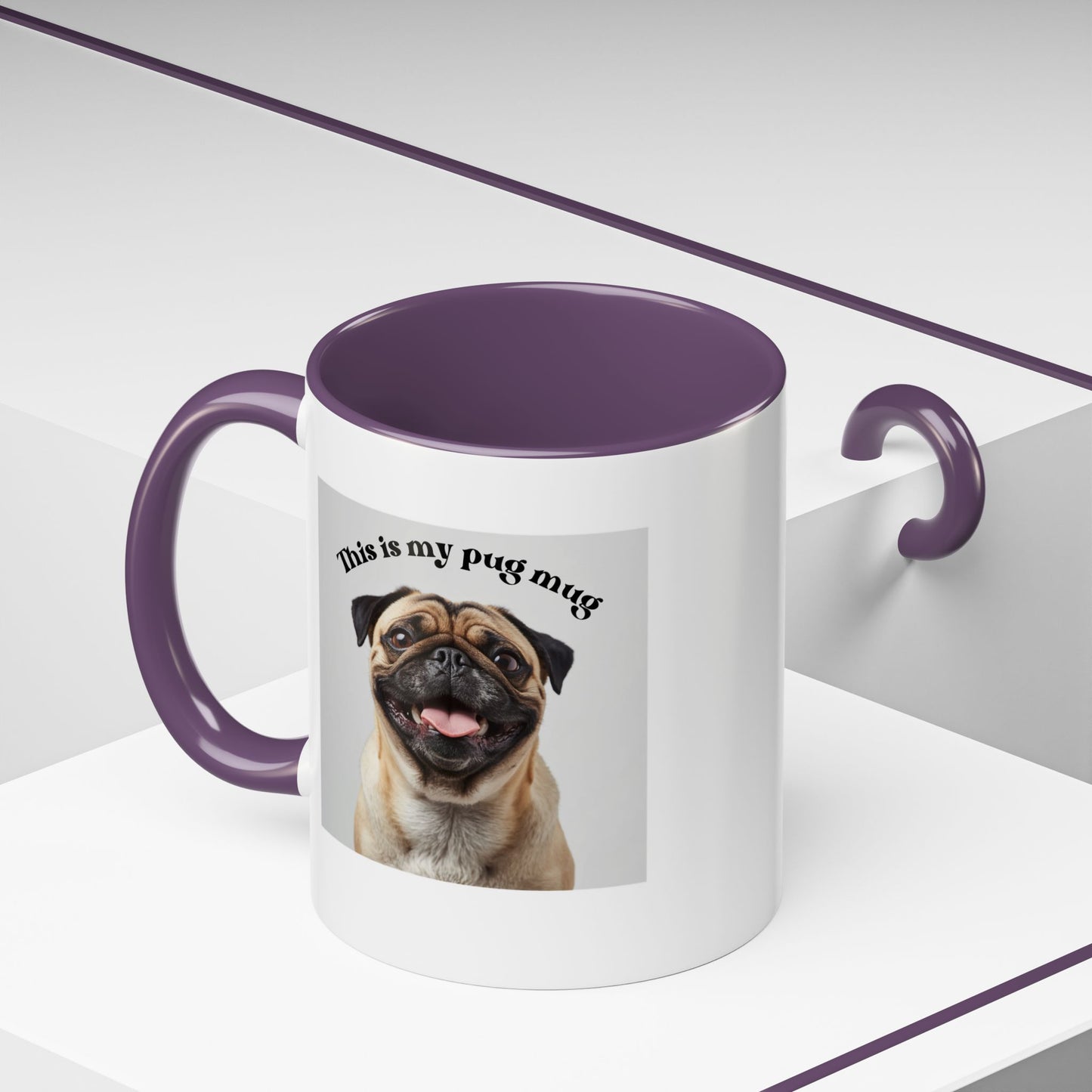 Pug Coffee Mug — "This is my pug mug" Accent Ceramic Cup (11/15oz)