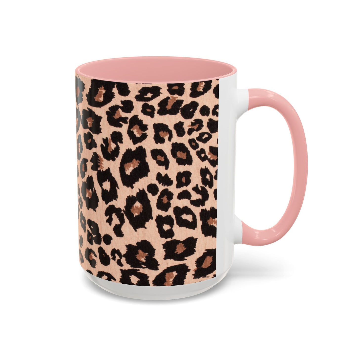 Leopard Print Accent Coffee Mug – 11/15oz Stylish Animal Print Ceramic Cup