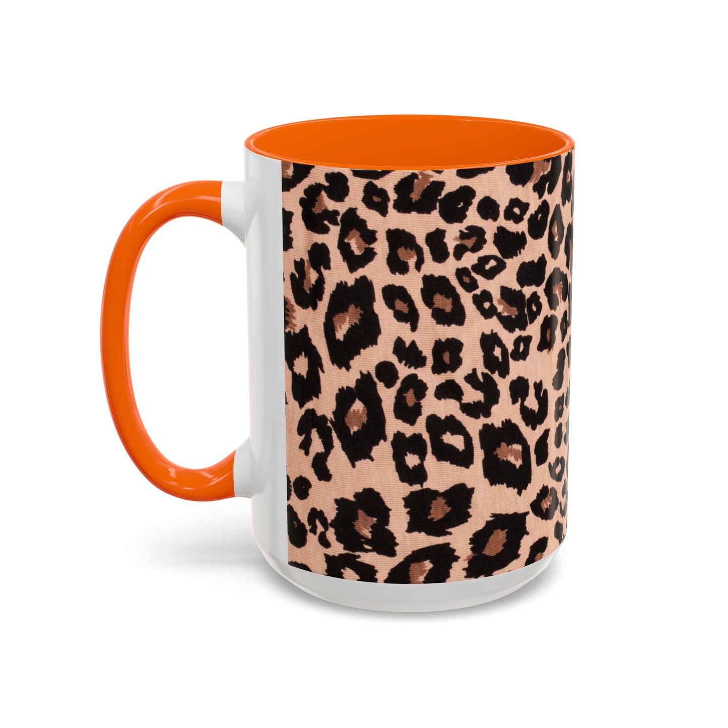 Leopard Print Accent Coffee Mug – 11/15oz Stylish Animal Print Ceramic Cup
