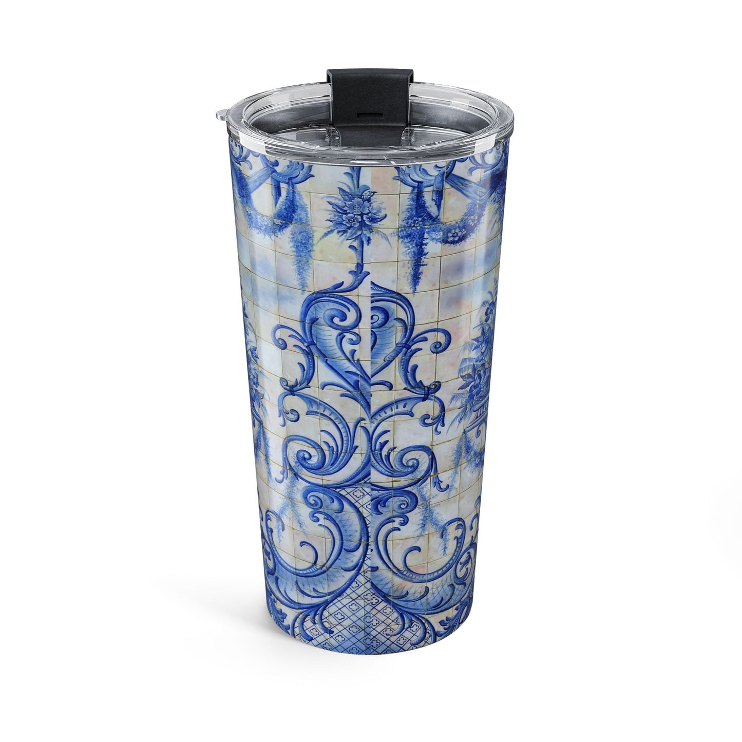 Blue Delft Ceramic Pattern Tumbler — 20oz Insulated Travel Cup