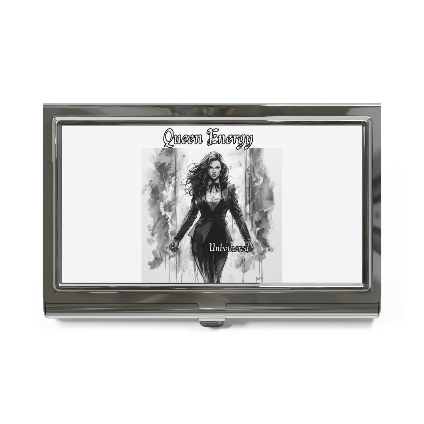 Business Card Holder — "Queen Energy" Gothic Femme Fatale Metal Case