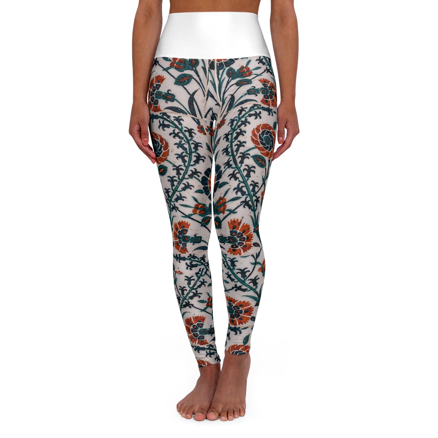 Floral Vine High-Waisted Yoga Leggings — Vintage Boho Activewear