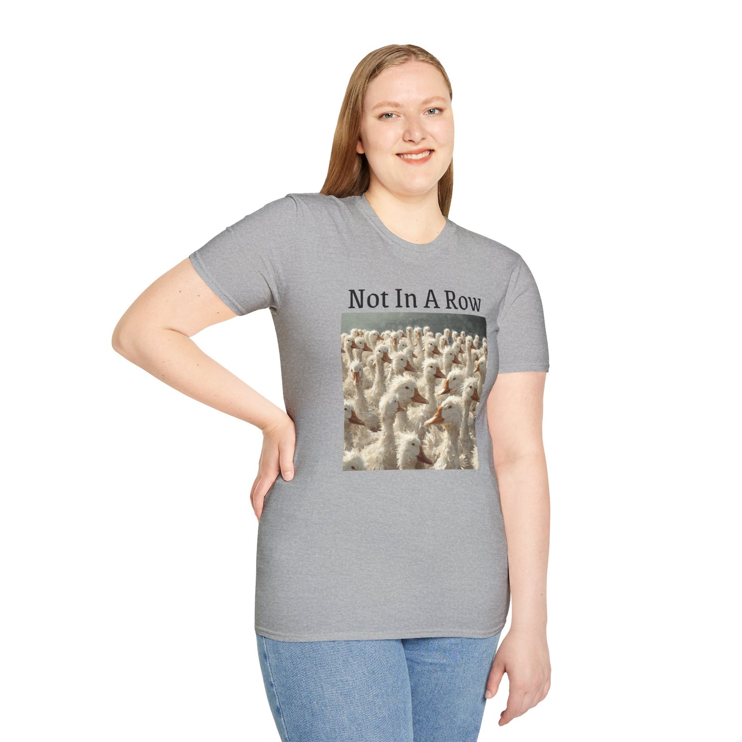 T-Shirt — "Not In A Row" Duck Flock Graphic Tee