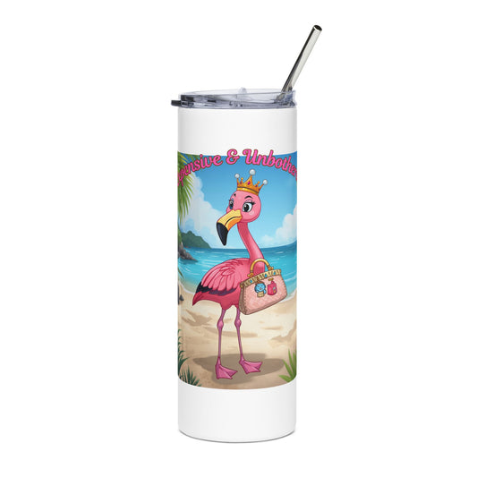 Flamingo Beach Tumbler — 'Sunshine & Cocktails' 20oz Stainless Steel Travel Cup
