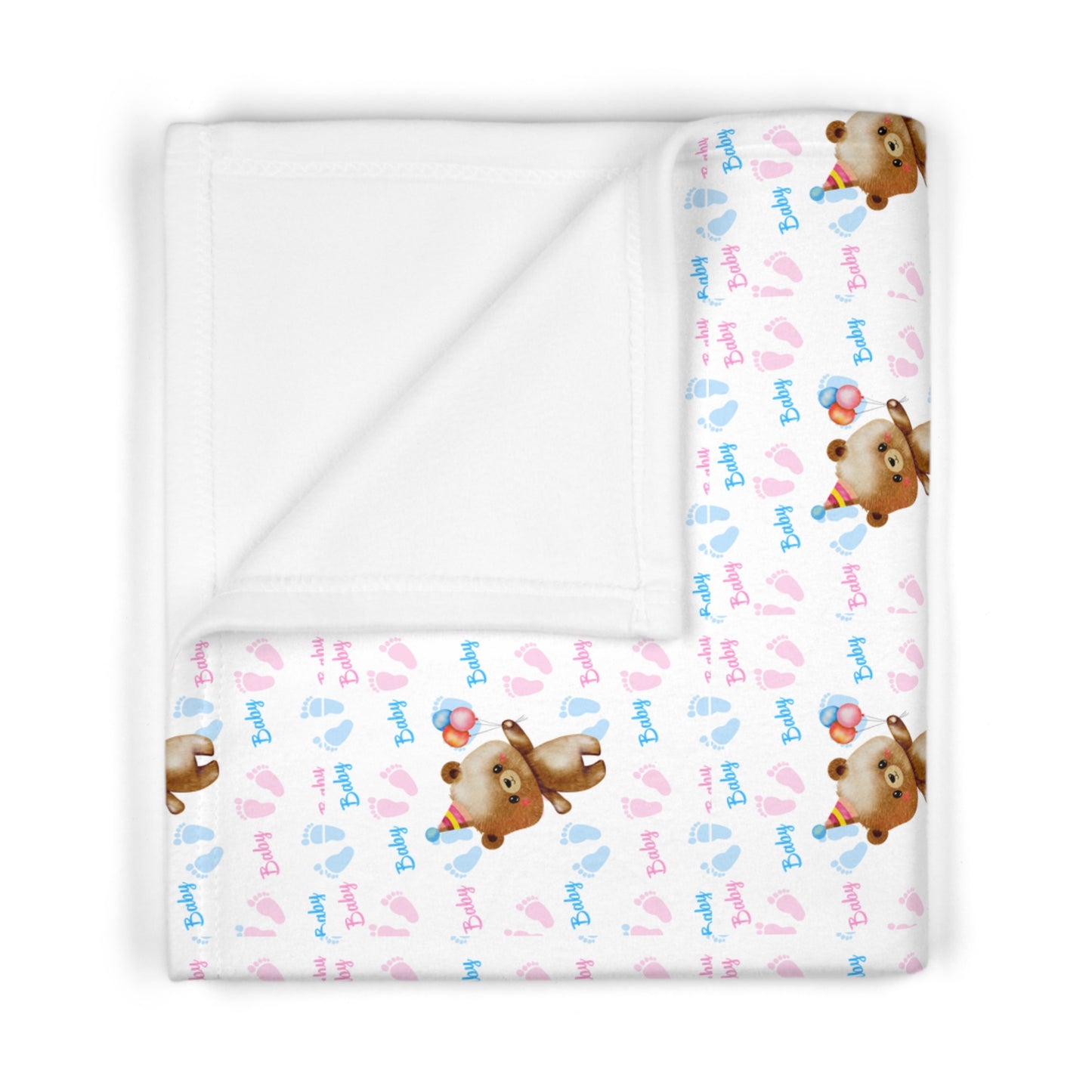 Baby Blanket — Cute Teddy with 'I Love You' Pattern | Soft Fleece Nursery Throw