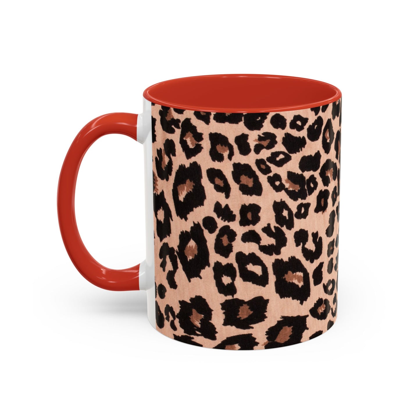 Leopard Print Accent Coffee Mug – 11/15oz Stylish Animal Print Ceramic Cup