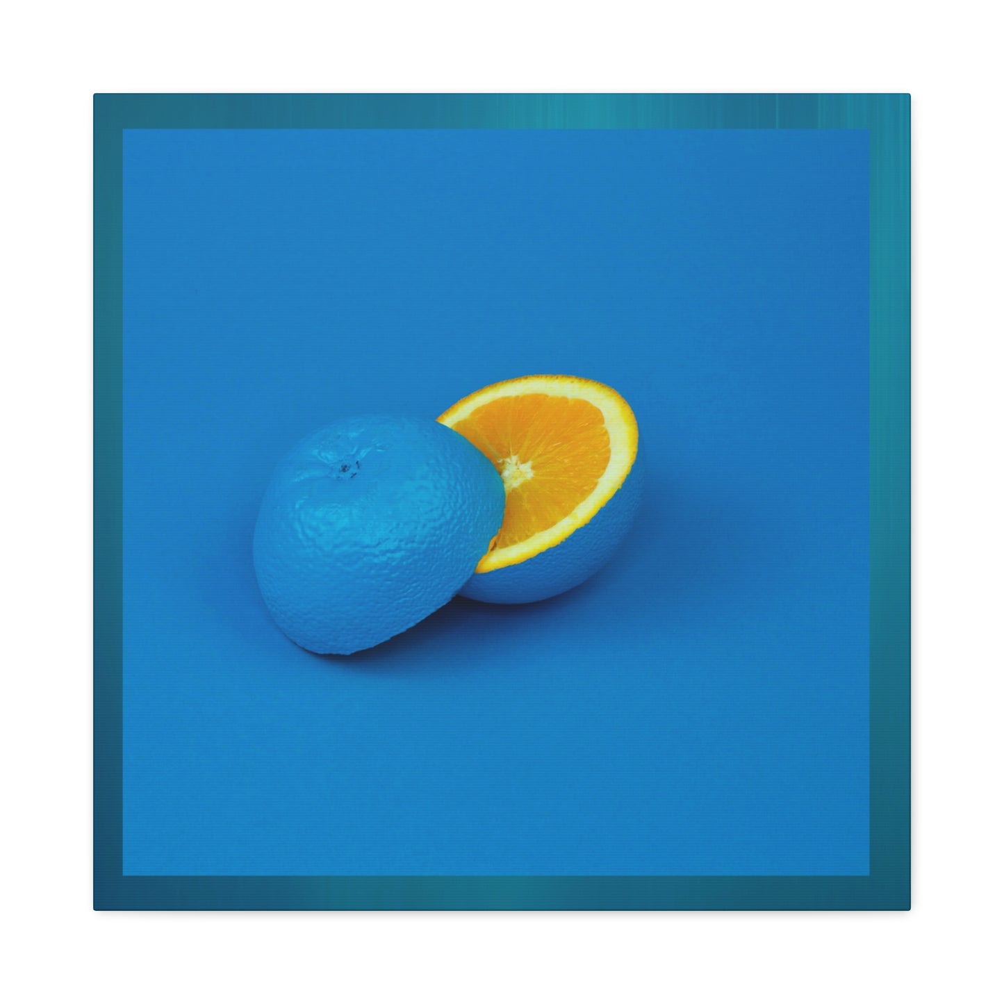 Blue Orange Canvas Art Print — Vibrant Surreal Fruit Wall Decor