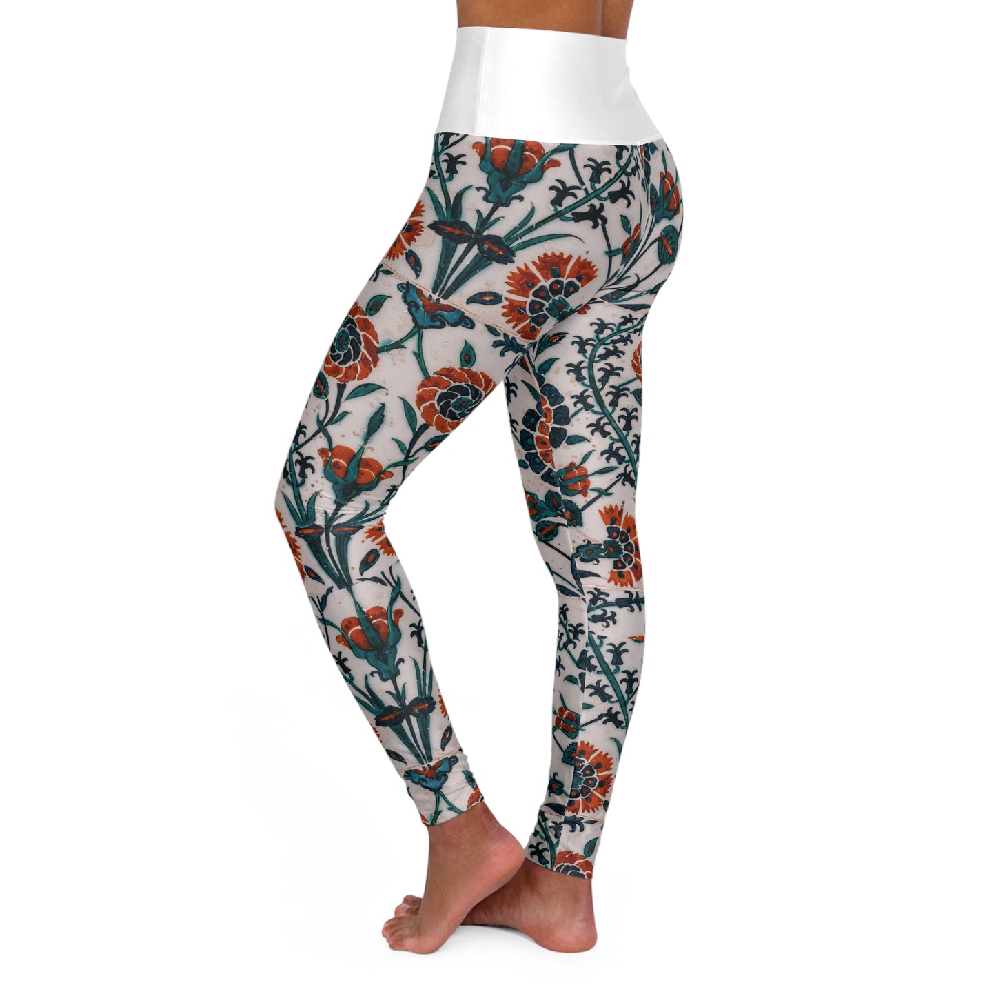 Floral Vine High-Waisted Yoga Leggings — Vintage Boho Activewear