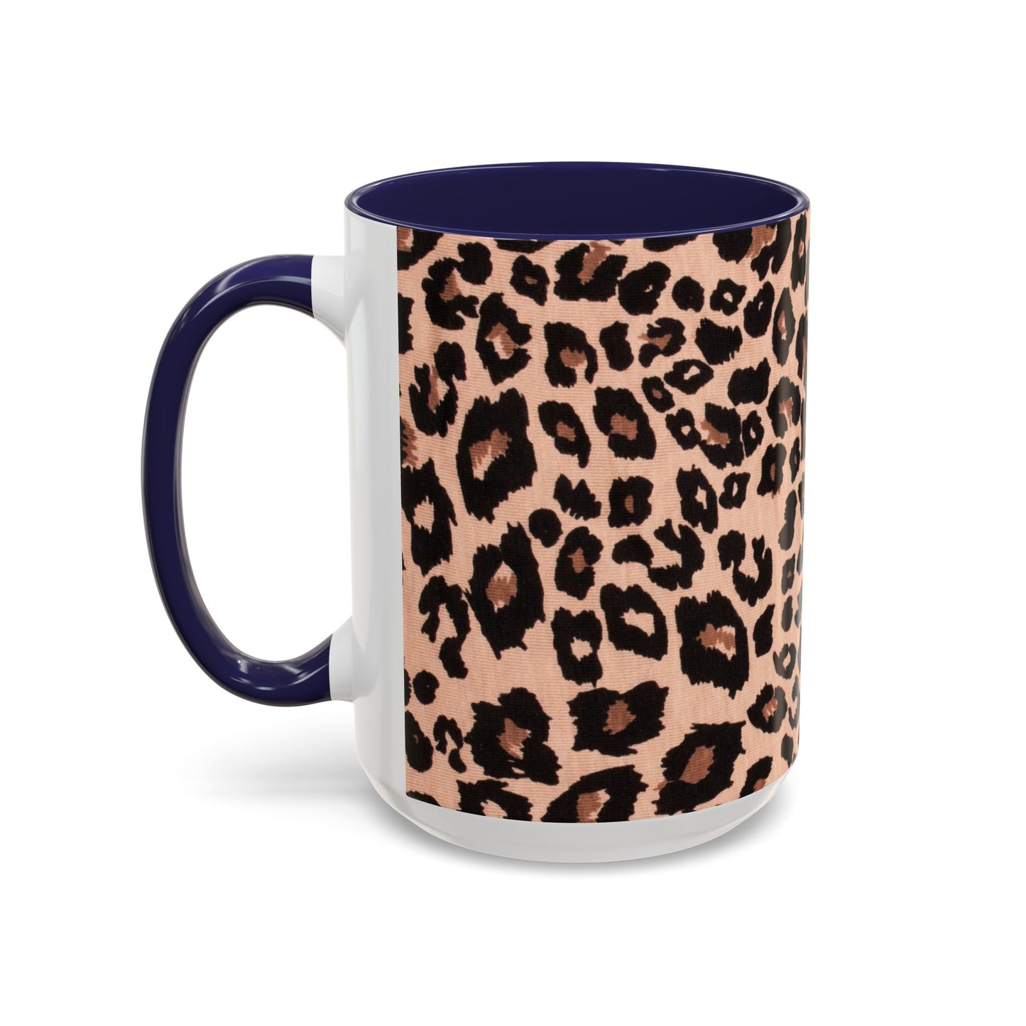 Leopard Print Accent Coffee Mug – 11/15oz Stylish Animal Print Ceramic Cup